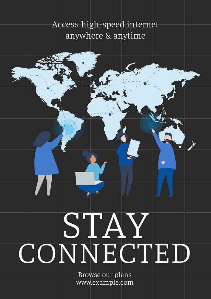 Stay connected poster template, editable text and design