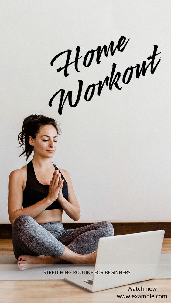 Home workout Instagram story template, editable text