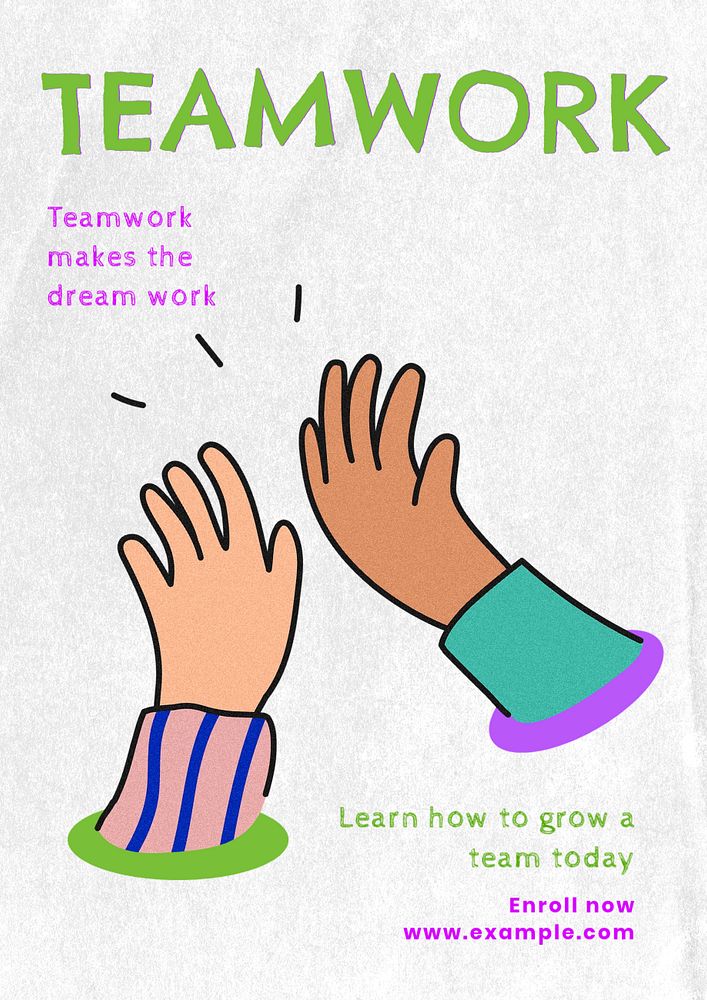 Teamwork class  poster template, editable text and design