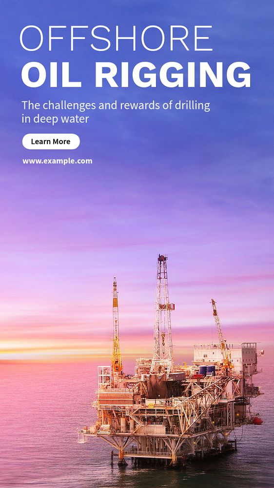 Offshore oil rigging Instagram story template, editable text