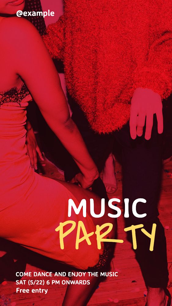 Music party  Instagram story template, editable text