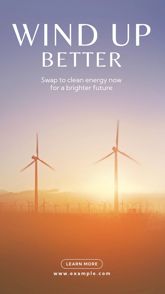 Wind power Instagram story template, editable text