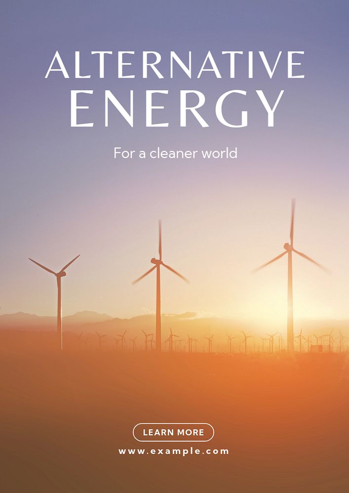 Alternative energy poster template, editable text and design