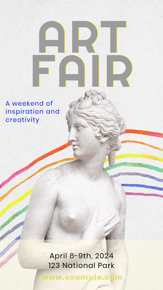 Art fair  Instagram story template, editable text