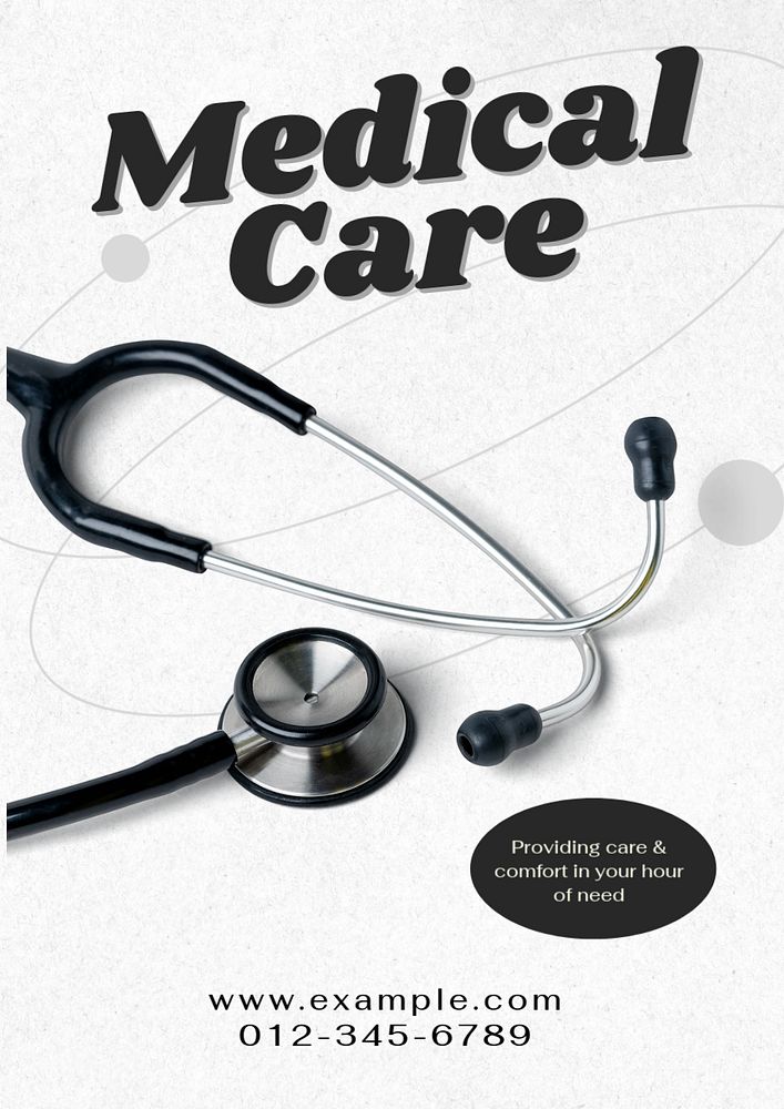 Medical care  poster template, editable text and design