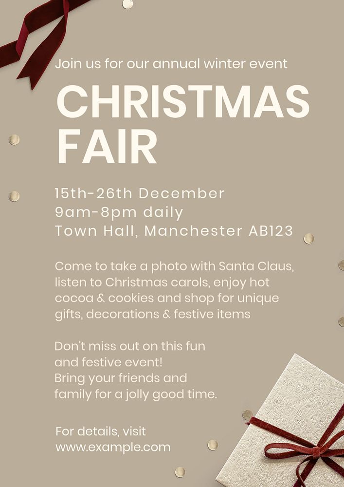 Christmas fair poster template, editable text and design