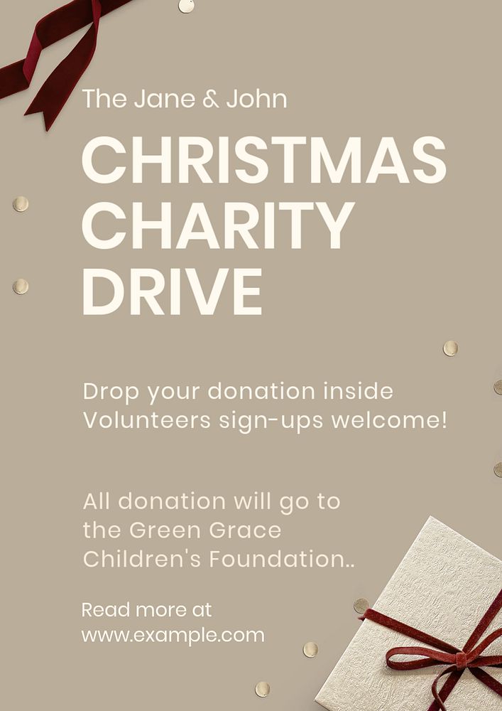 Christmas charity drive poster template, editable text and design