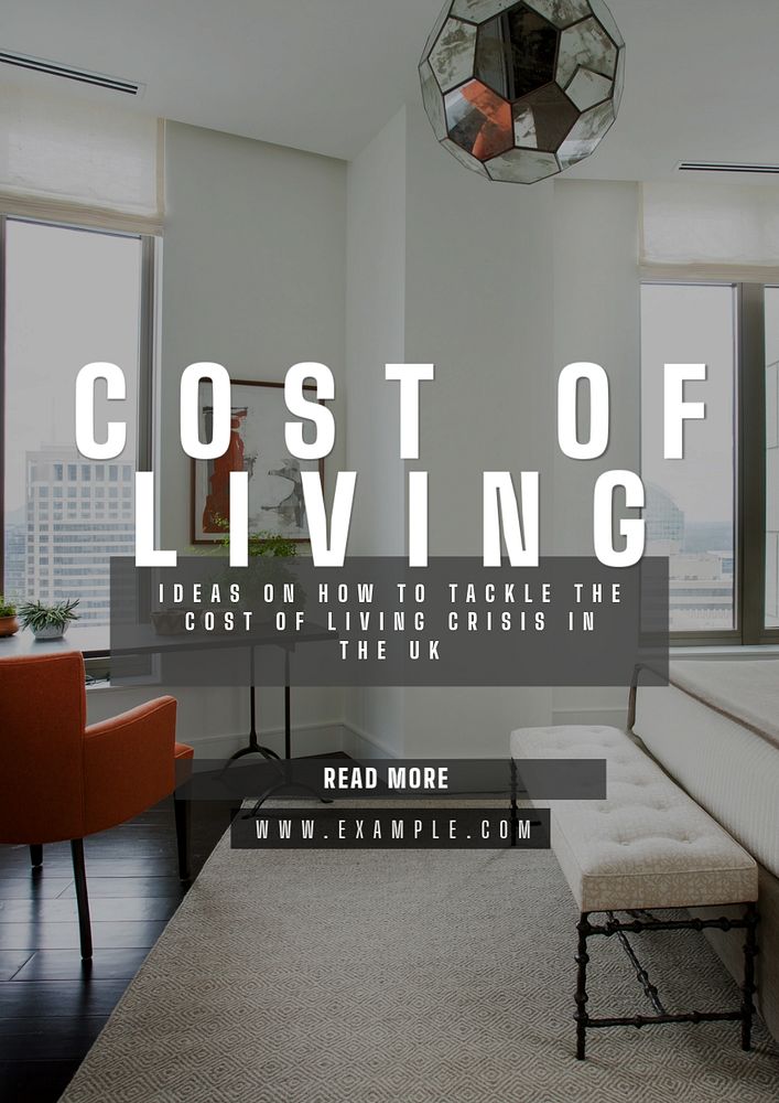 Cost of living  poster template, editable text and design