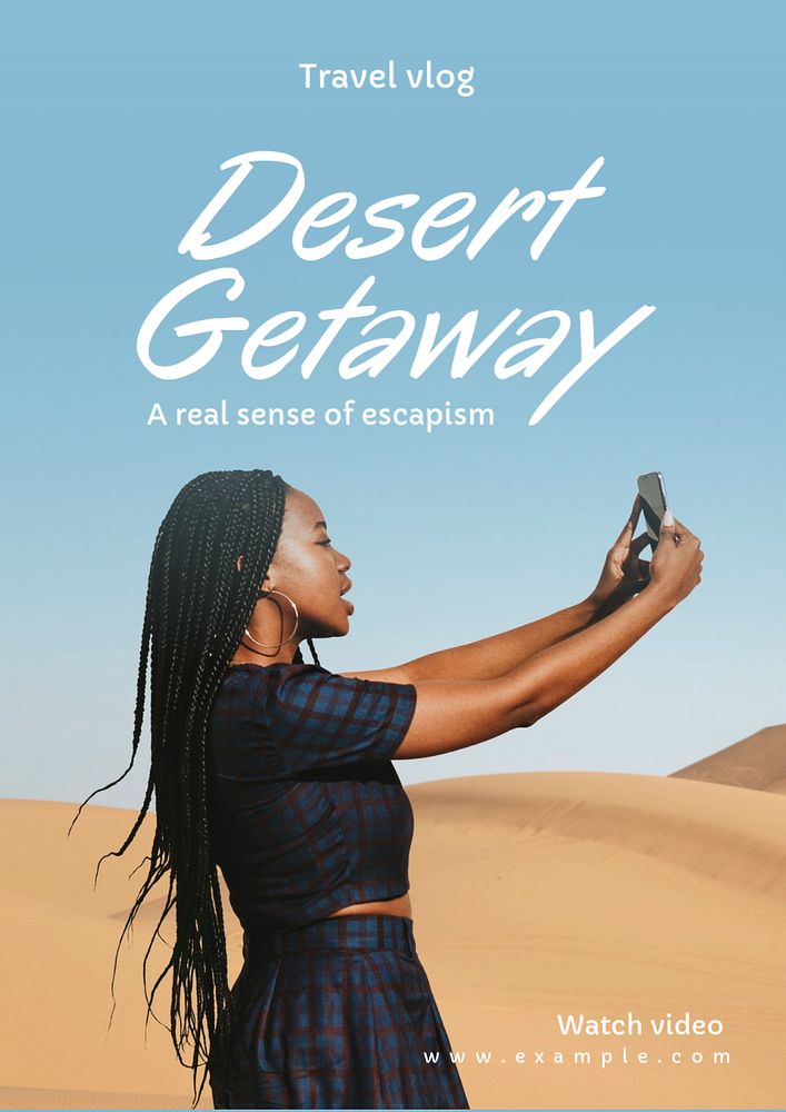 Desert getaway poster template, editable text and design