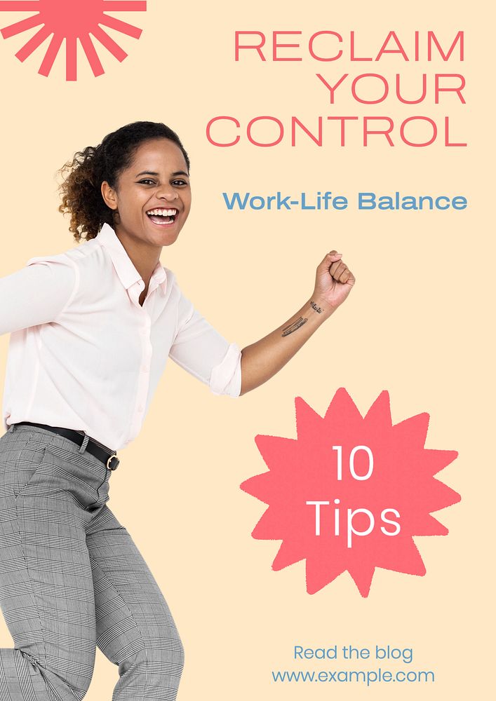 Work-life balance  poster template, editable text and design