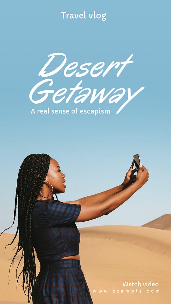 Desert getaway Instagram story template, editable text