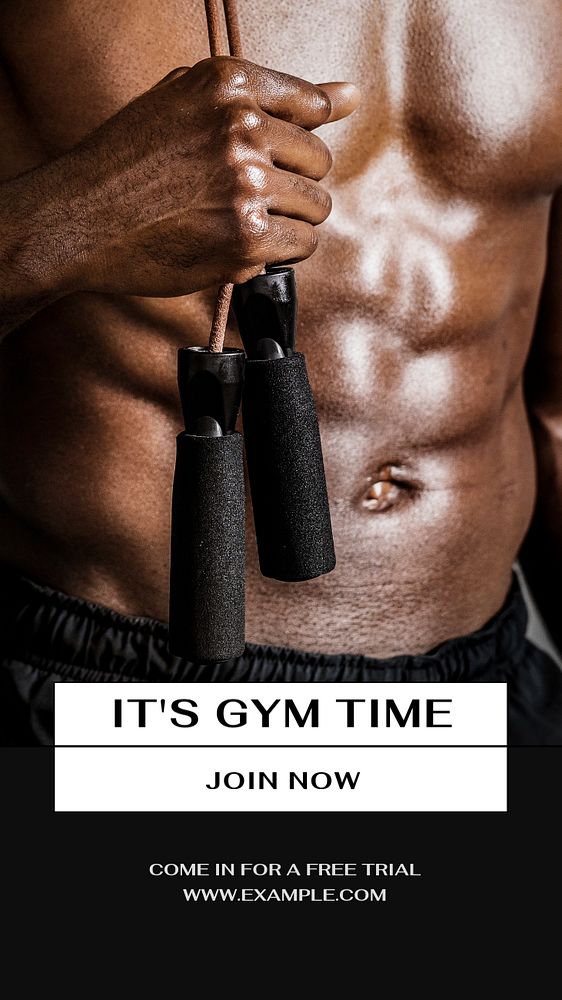 Gym time Instagram story template, editable text