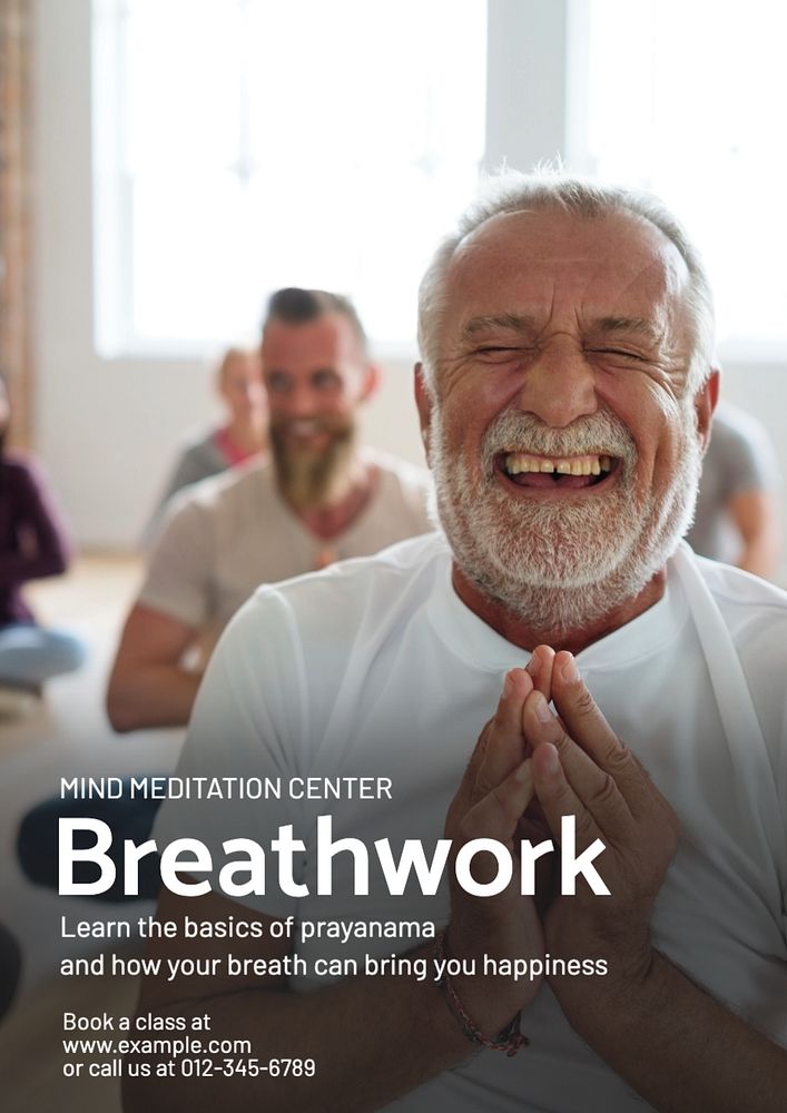 Breathwork exercise  poster template, editable text and design