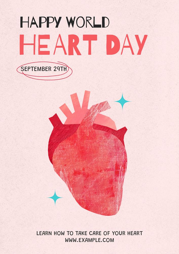 World heart day poster template, editable text and design