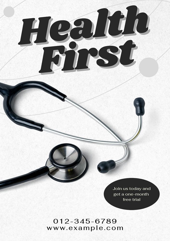 Health first  poster template, editable text and design