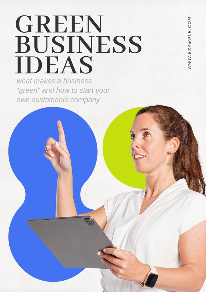 Green business poster template, editable text and design