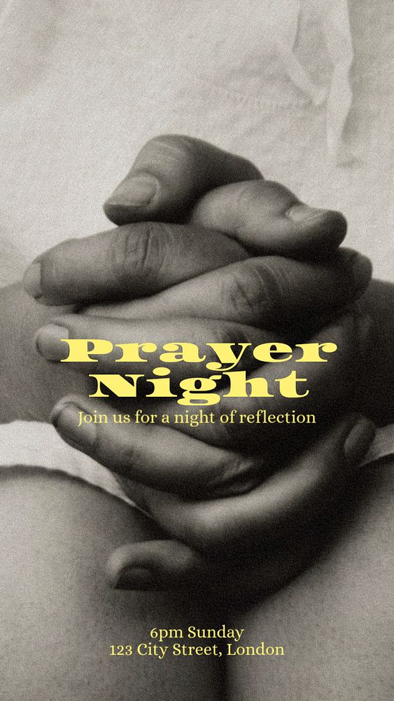 Prayer night  Instagram story template, editable text