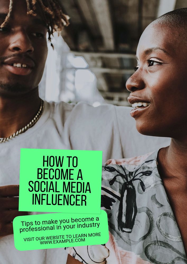 Social media influencer  poster template, editable text and design