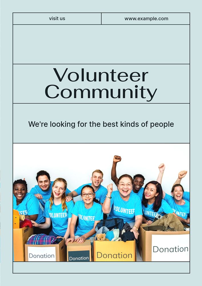 Volunteer community poster template, editable text and design