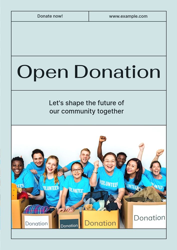 Open donation poster template, editable text and design