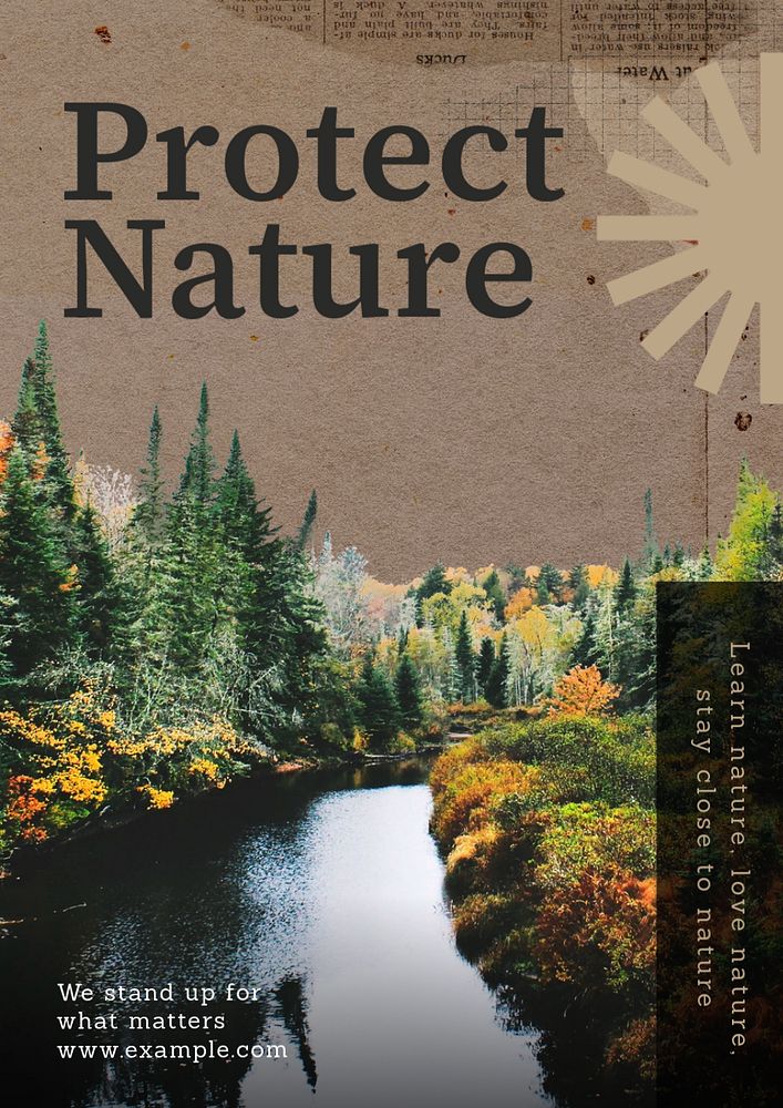 Protect nature poster template, editable text and design