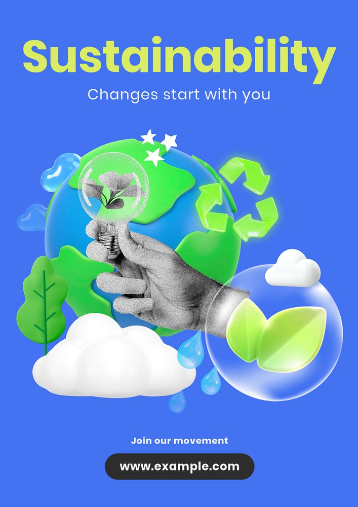 Sustainability poster template, editable text and design