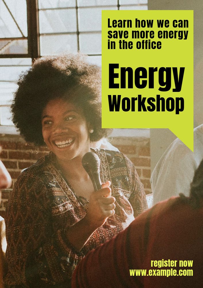 Energy workshop  poster template, editable text and design