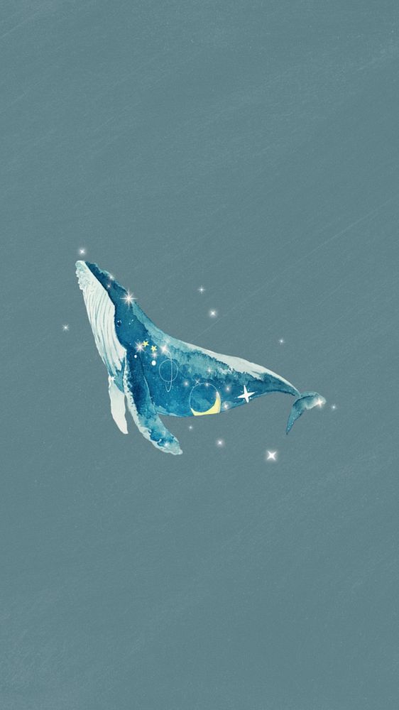 Swimming whale iPhone wallpaper, galaxy aesthetic editable remix