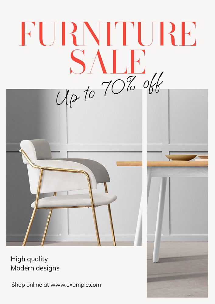 Furniture sale  poster template, editable text and design