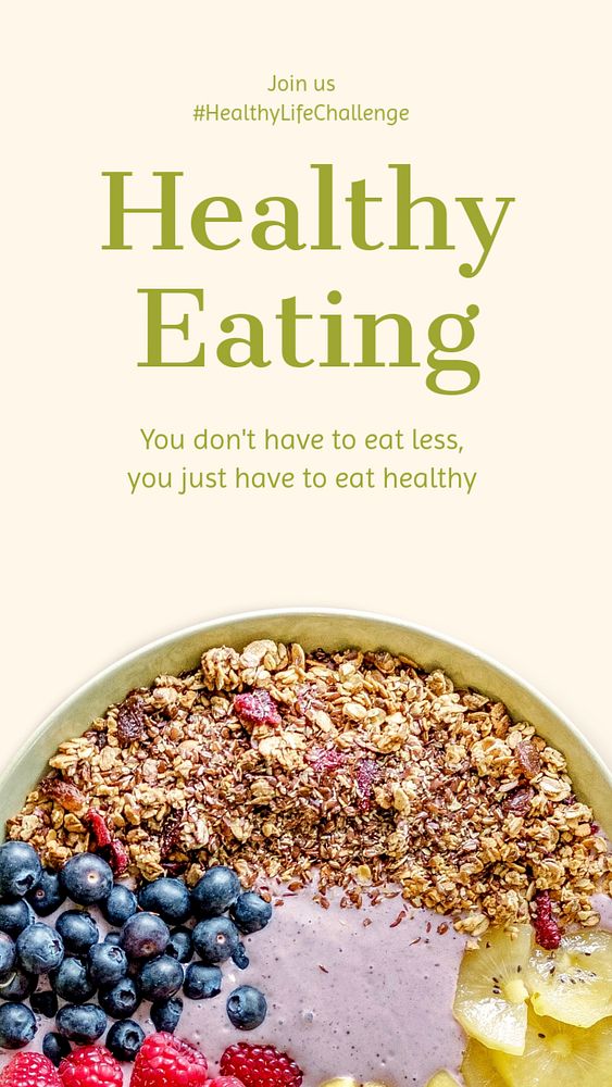 Healthy eating  Instagram story template, editable text