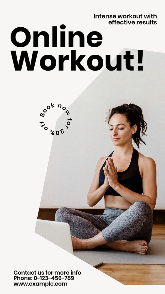 Online workout  Instagram story template, editable text