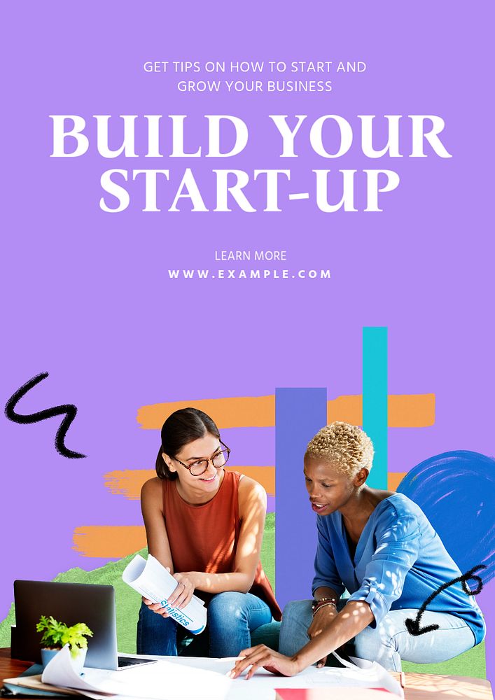 Start up poster template, editable text and design