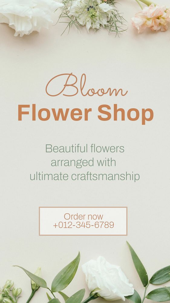 Flower shop Instagram story template, editable text