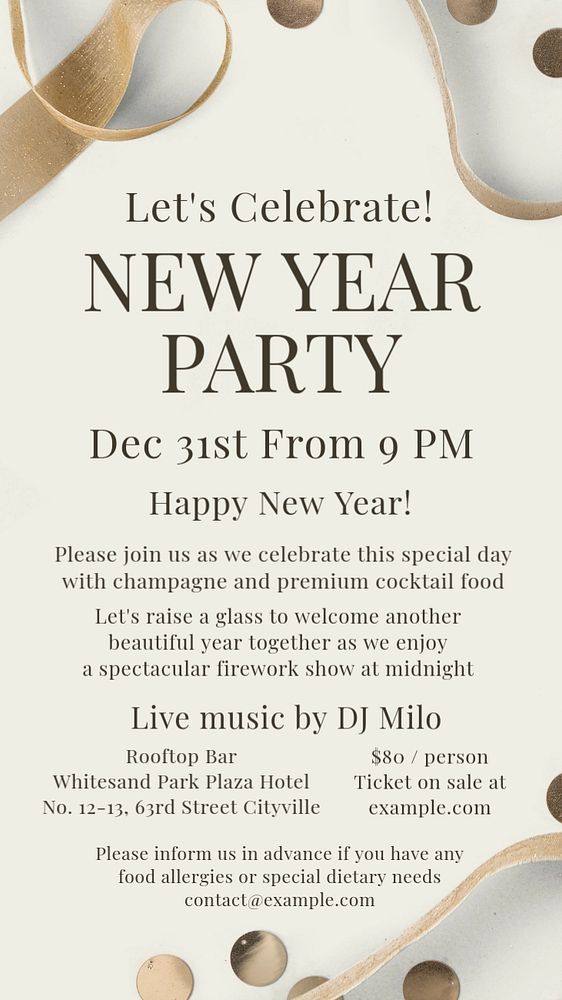 New year party Instagram story template, editable text