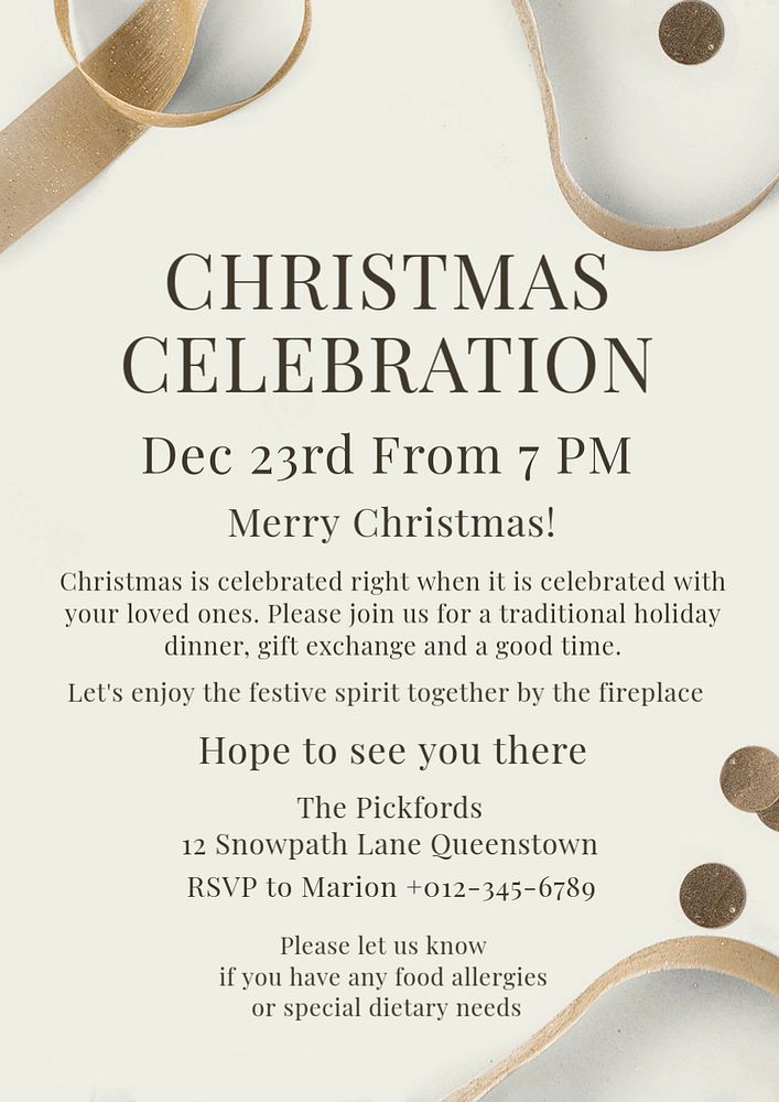 Christmas celebration poster template, editable text and design