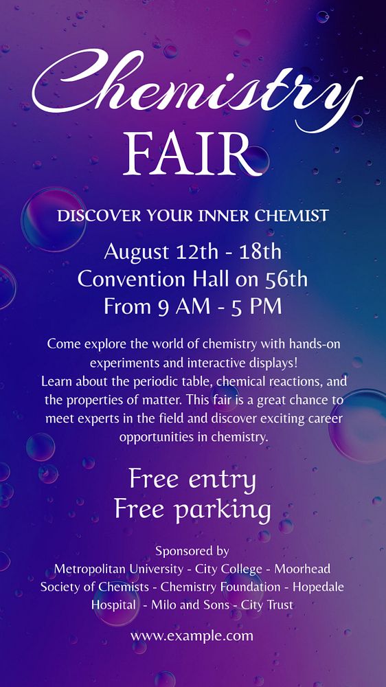 Chemistry fair Instagram story template, editable text