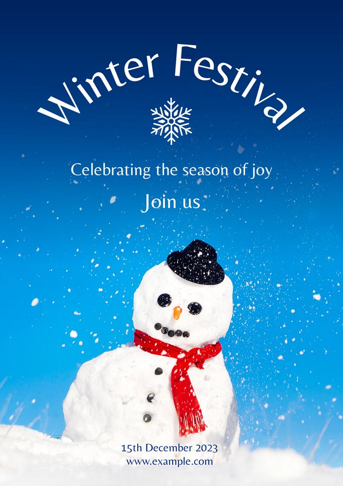 Winter festival poster template, editable text and design