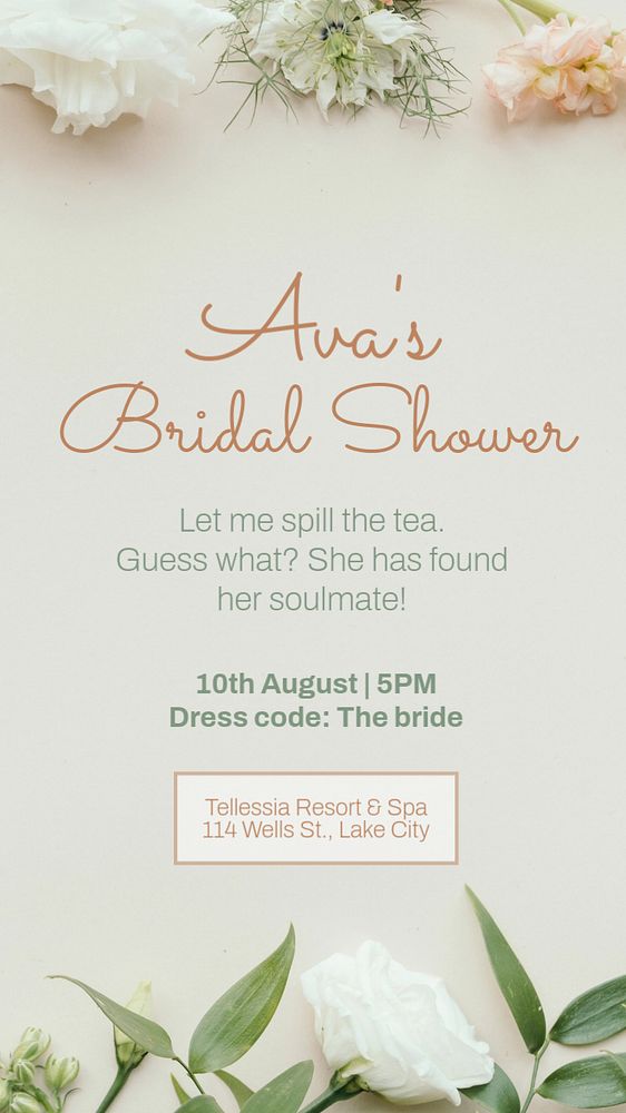 Bridal shower Instagram story template, editable text