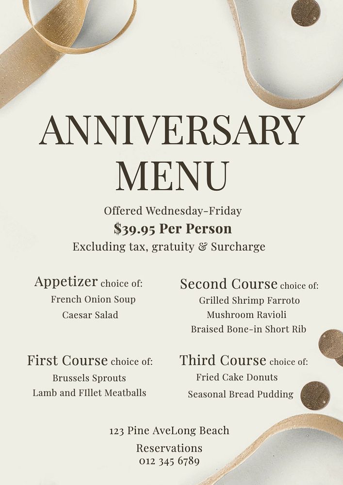 Anniversary menu poster template, editable | Premium Editable Template ...