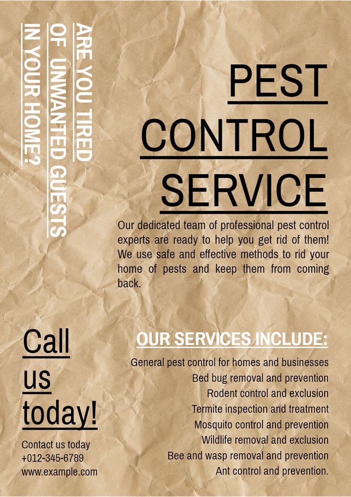 Pest control service poster template, editable text and design