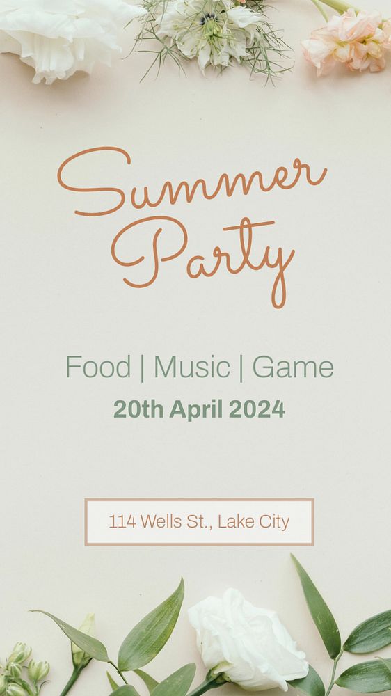 Summer party Instagram story template, editable text