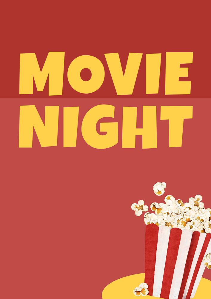 Movie night poster template, editable text and design