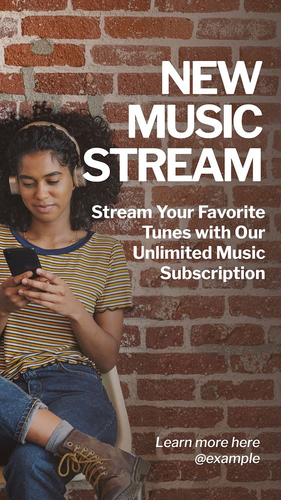 Music streaming  Instagram story template, editable text