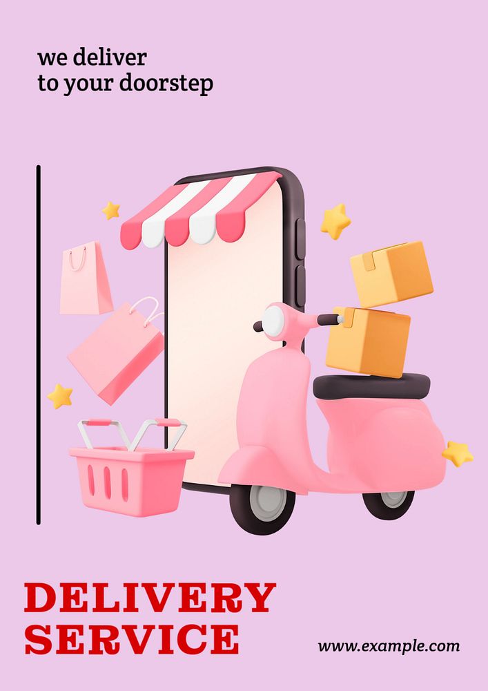 Delivery service poster template, editable text and design