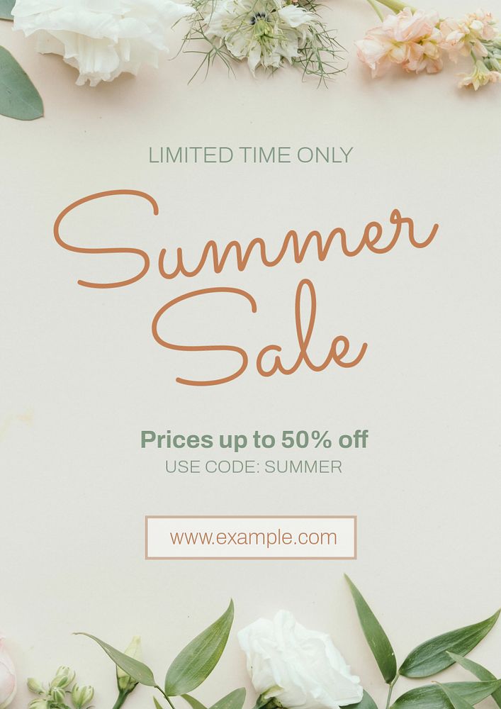 Summer sale poster template, editable text and design