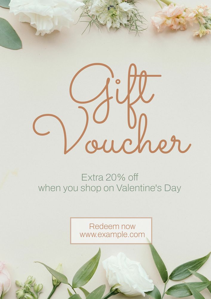 Gift voucher poster template, editable text and design