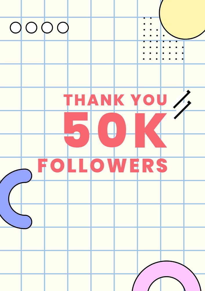 Thank you followers poster template, editable text and design