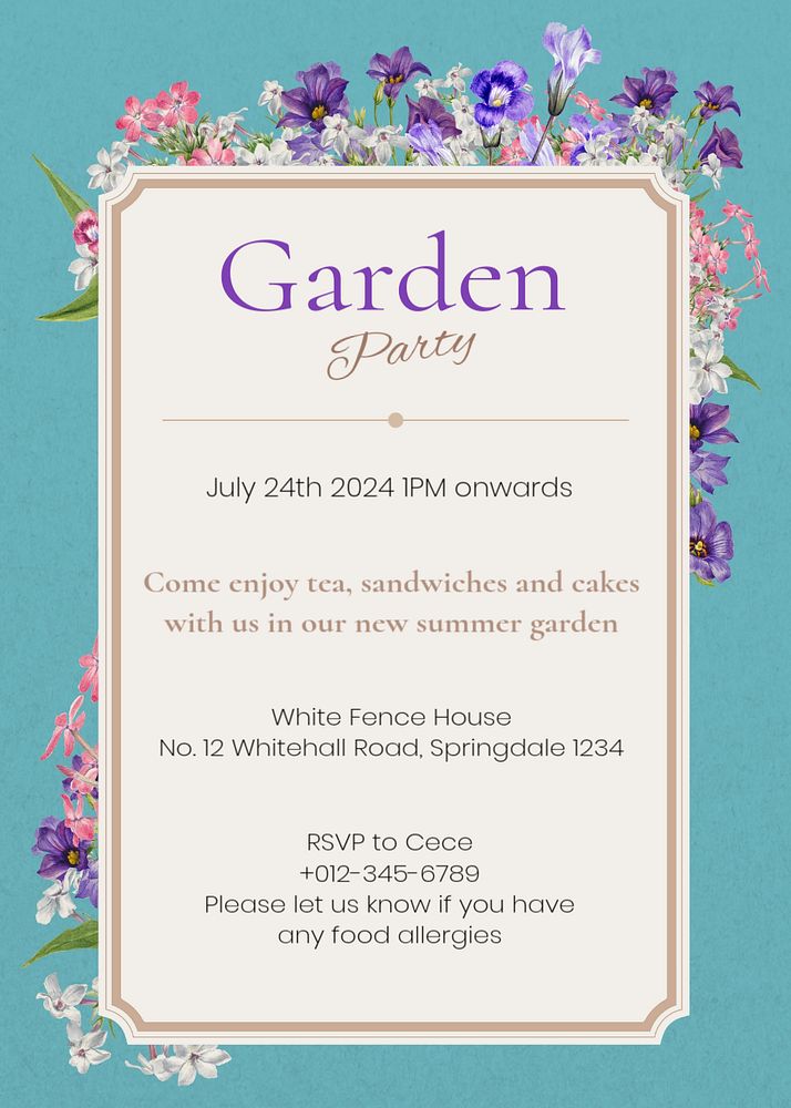 Garden party template, editable design