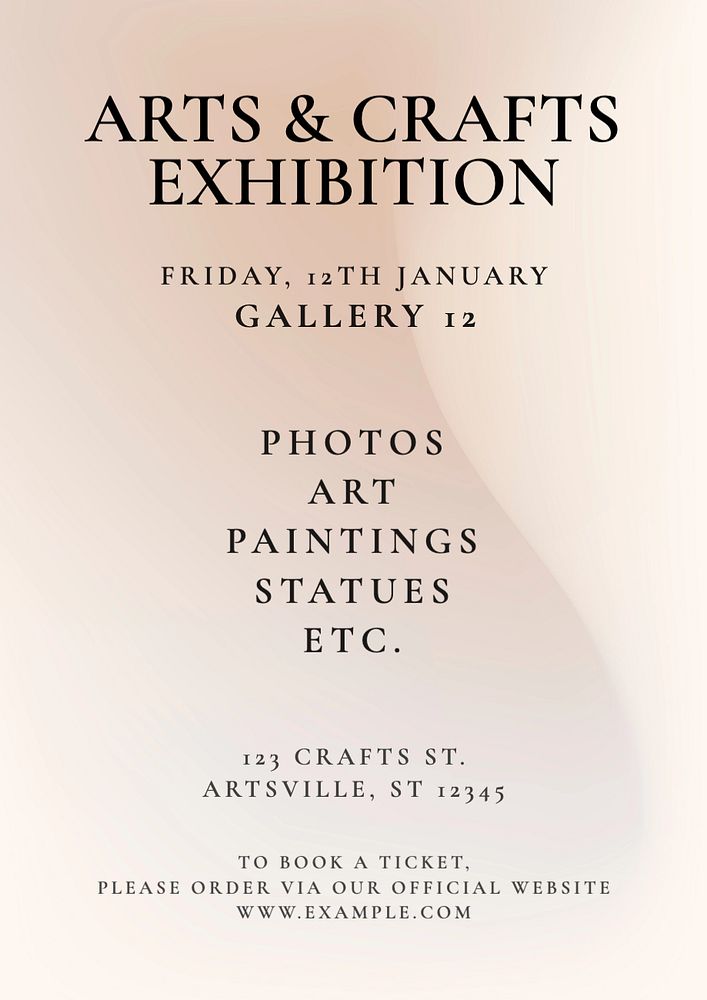 Art exhibition poster template, editable text and design