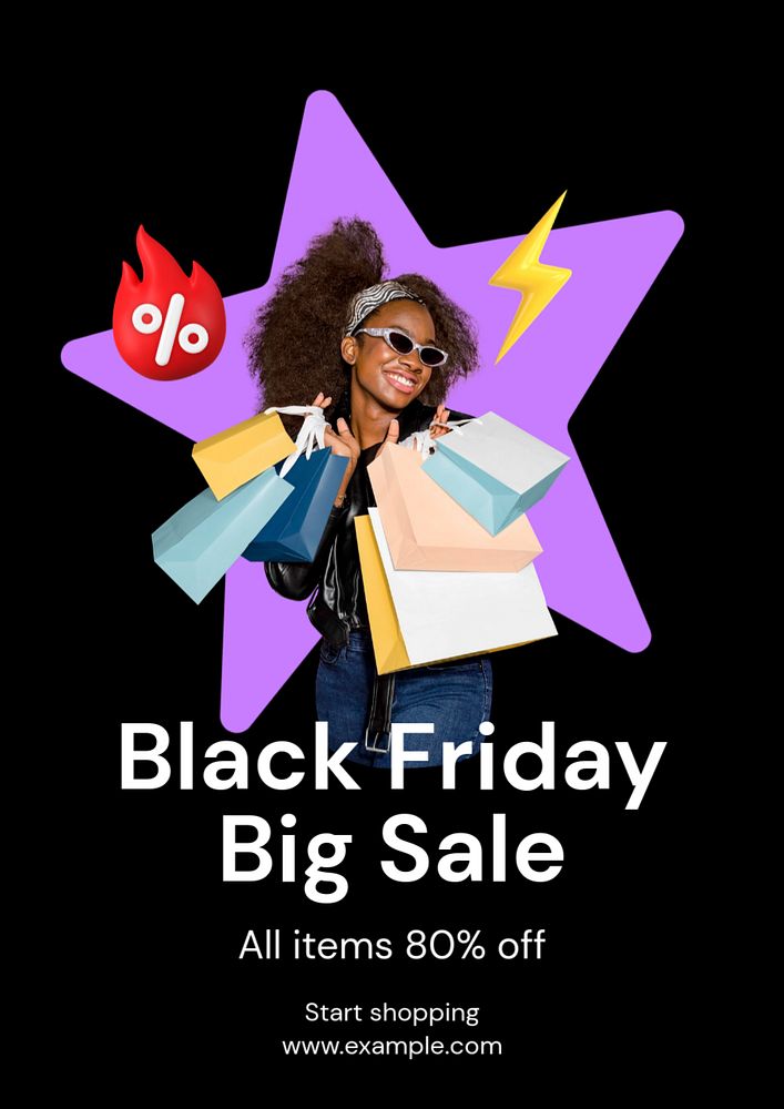 Black Friday sale poster template, editable text and design